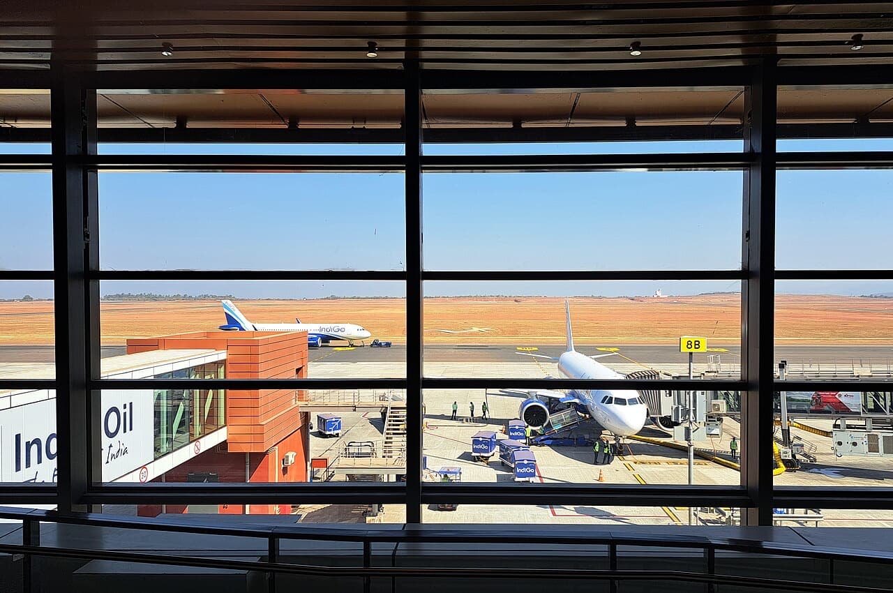 Aircraft at the gates, seen from the Mopa airport terminal
