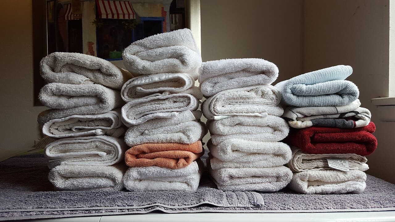 Stacks of clean folded towels
