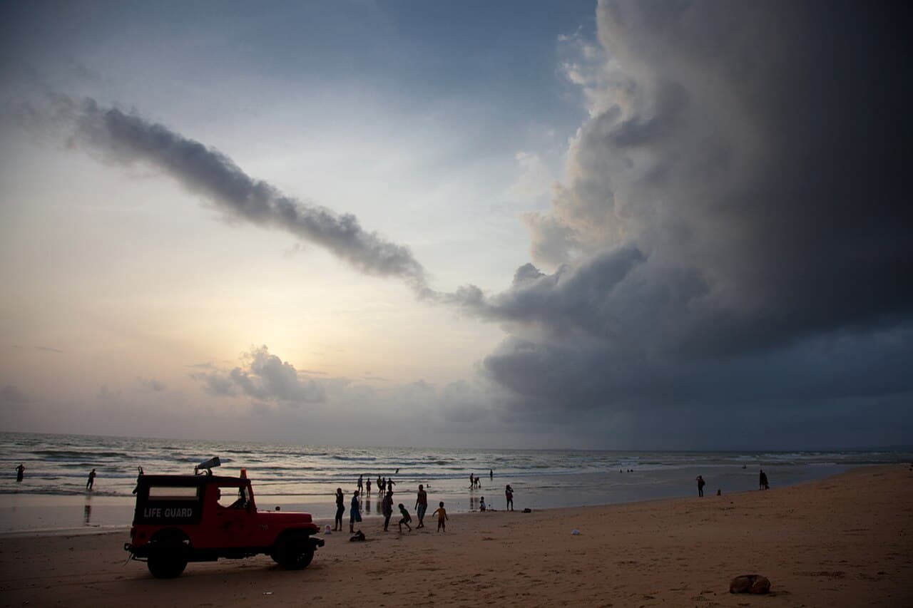 The sea in the monsoon is rough, and swimming is not allowed on Goa's beaches.
